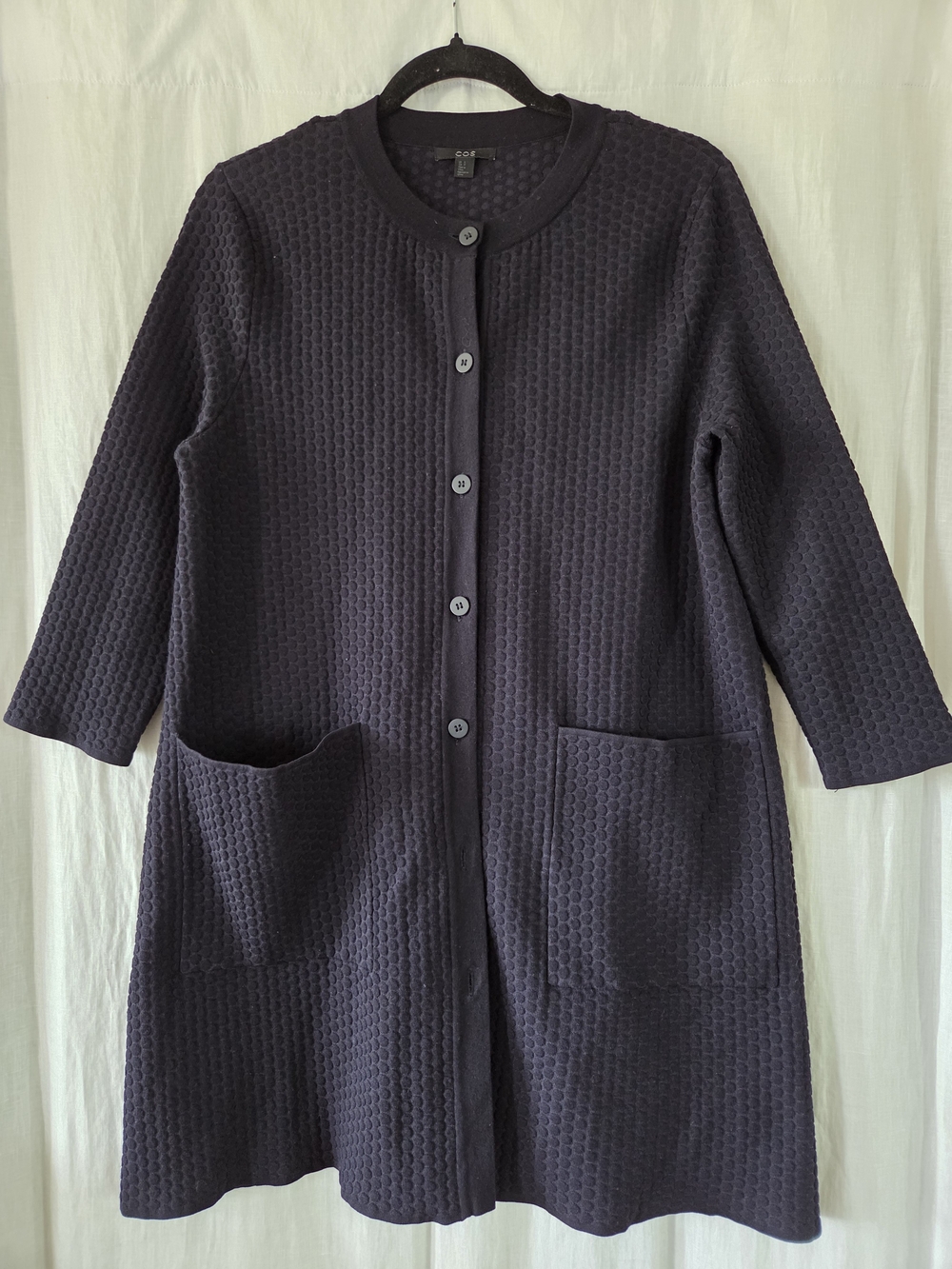 COS | Navy Textured Knit Button-Front Cardigan